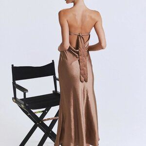 PRINCESS POLLY HALEY MAXI DRESS BROWN SIZE SMALL